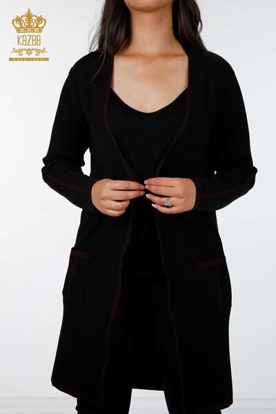 Wholesale Women's Cardigan Sleeves Side Striped Pocket - 14269 | KAZEE - 9