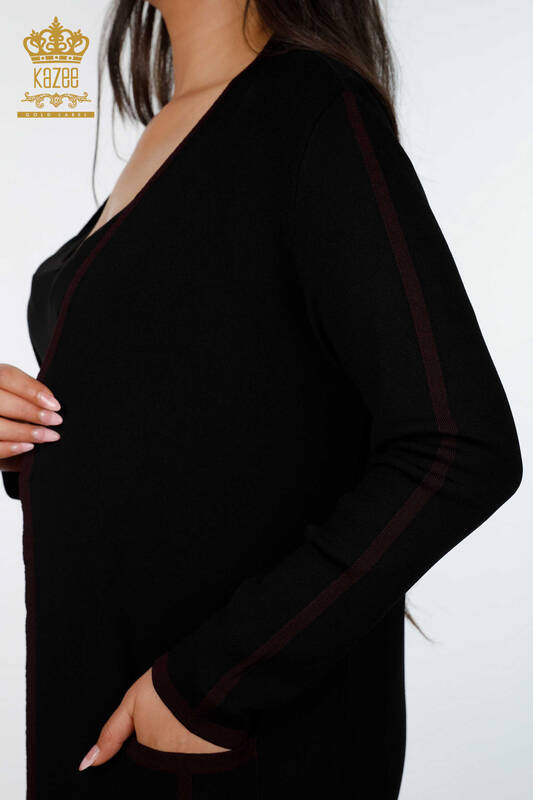 Wholesale Women's Cardigan Sleeves Side Striped Pocket - 14269 | KAZEE