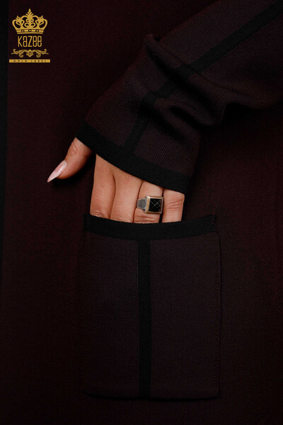 Wholesale Women's Cardigan Sleeves Side Striped Pocket - 14269 | KAZEE - Thumbnail