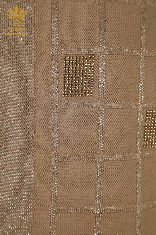 Wholesale Women's Cardigan Embroidered Beige - 30057 | KAZEE