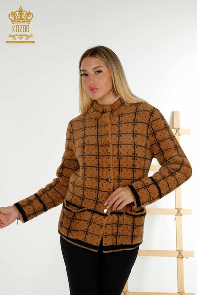 Wholesale Women's Cardigan Two Color Angora Brown Black - 30592 | KAZEE - Thumbnail