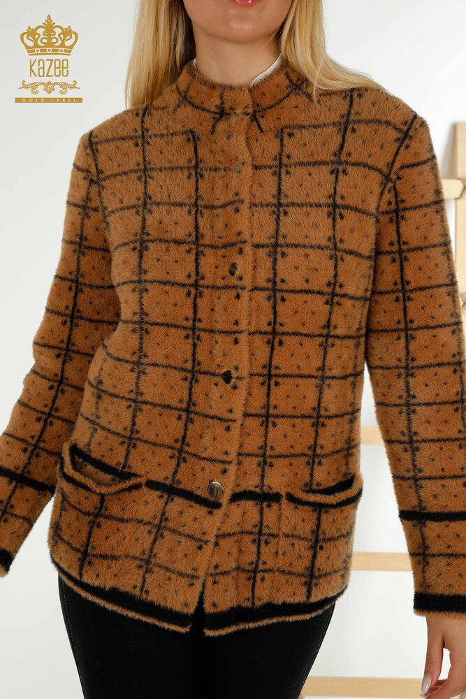 Wholesale Women's Cardigan Two Color Angora Brown Black - 30592 | KAZEE - 2