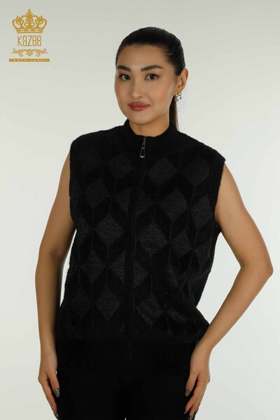 Wholesale Women's Cardigan Zippered Black - 30211 | KAZEE - Thumbnail