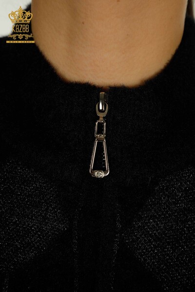 Wholesale Women's Cardigan Zippered Black - 30211 | KAZEE - Thumbnail