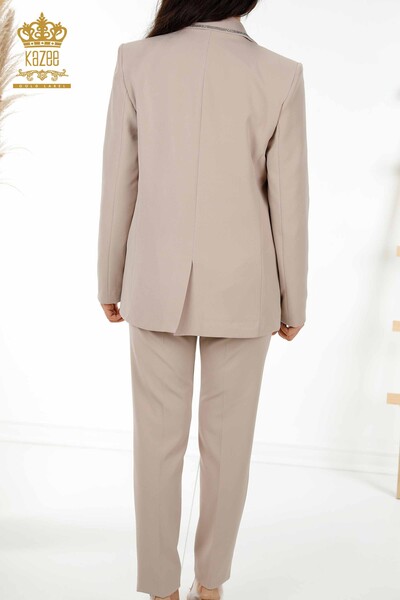 Wholesale Women's Classic Suit - Leopard Pattern - Beige - 30002 | KAZEE - Thumbnail