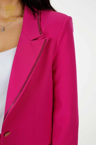 Wholesale Women's Classic Suit - Leopard Pattern - Fuchsia - 30002 | KAZEE - Thumbnail (2)