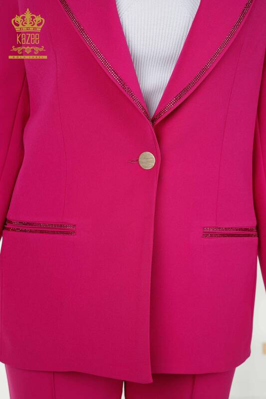Wholesale Women's Classic Suit - Leopard Pattern - Fuchsia - 30002 | KAZEE