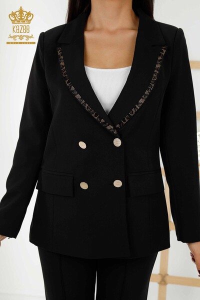 Wholesale Women's Classic Suit - Tiger Pattern - Black - 30001 | KAZEE - Thumbnail (2)