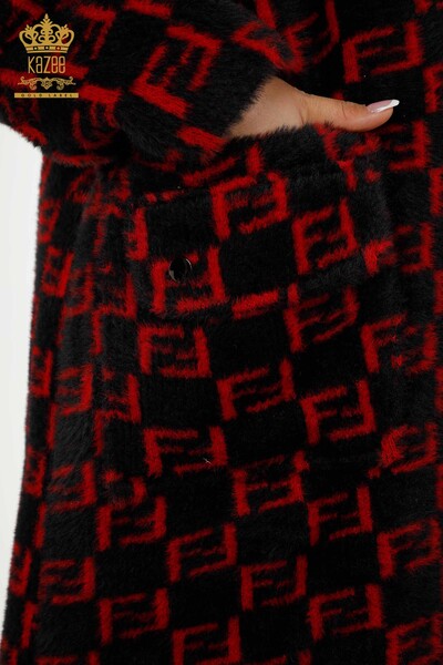 Wholesale Women's Coat - Pocket Angora Red - 19089 | KAZEE - Thumbnail (2)