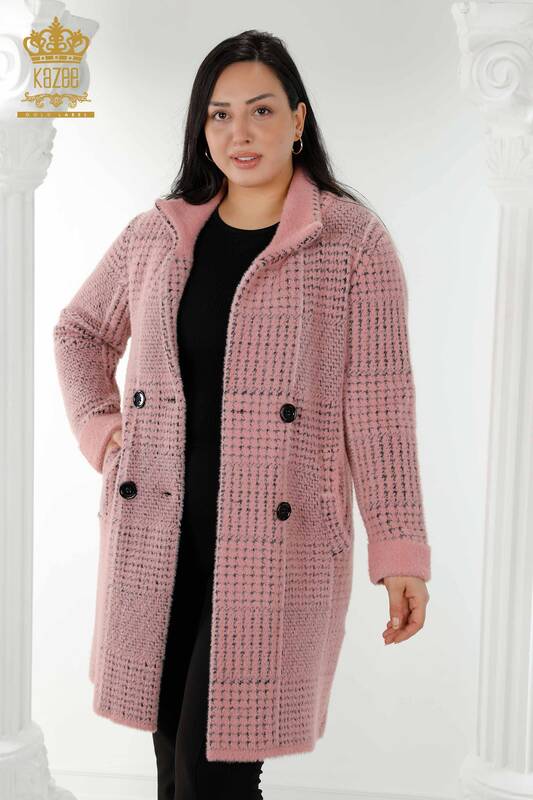 Wholesale Women's Coat Angora Pink - 19055 | KAZEE