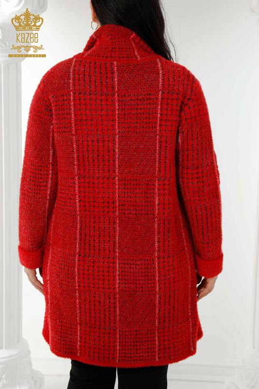 Wholesale Women's Coat Angora Red - 19055 | KAZEE