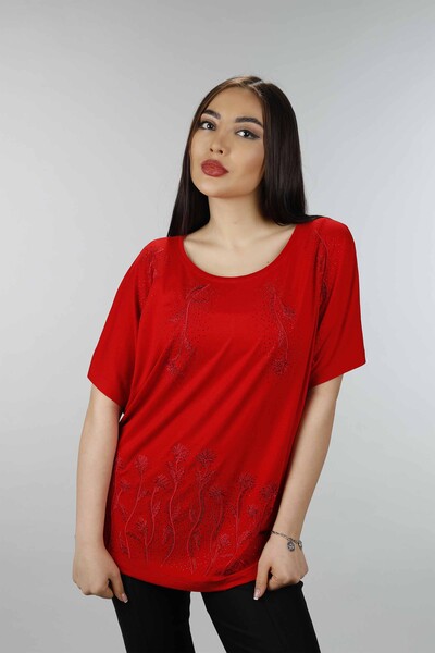 Wholesale Women's Combed Cotton Floral Patterned Embroidery - 77635 | KAZEE - Thumbnail