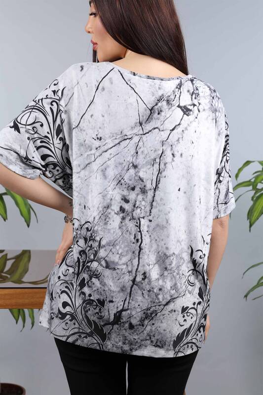 Wholesale Women's Combed Cotton Floral Patterned Embroidery - 77801 | KAZEE