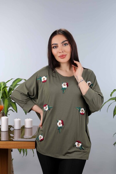 Wholesale Women's Combed Cotton Floral Patterned Embroidered Embroidered - 77902 | KAZEE - Thumbnail