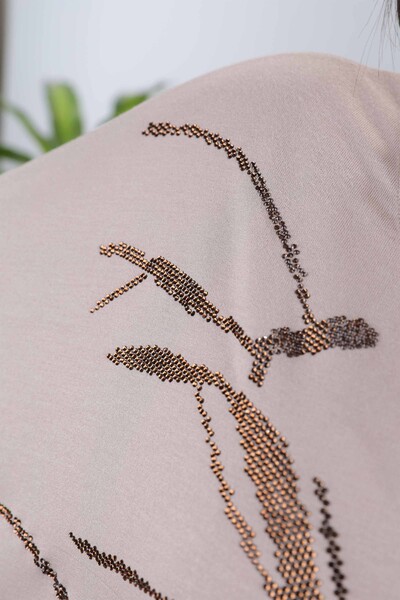 Wholesale Women's Combed Cotton V Neck Stone Embroidery - 77905 | KAZEE - Thumbnail