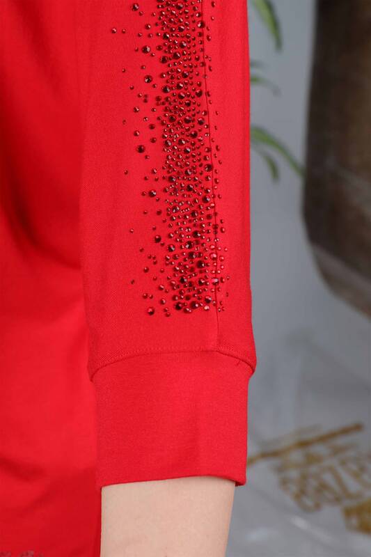 Wholesale Women's Combed Cotton Stone Embroidered Kazee Detailed - 77822 | KAZEE