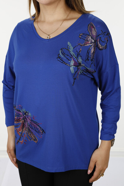 Wholesale Women Combed Cotton Dragonfly Patterned Stone Embroidered - 77964 | KAZEE - Thumbnail