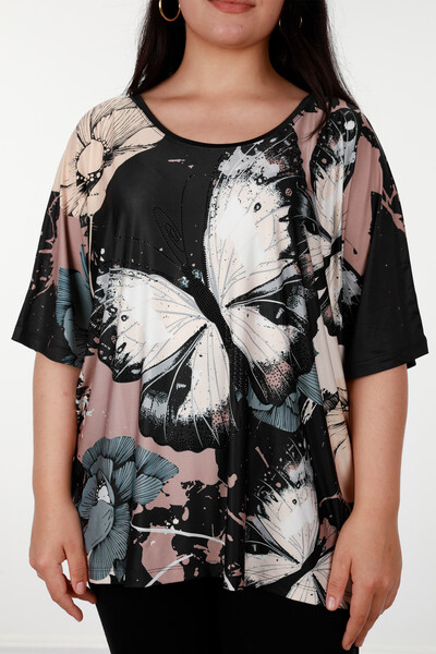 Wholesale Women's Combed Cotton Digital Butterfly Pattern - 12054 | KAZEE - Thumbnail