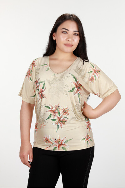 Wholesale Women's Clothing Combed Cotton Digital Floral Pattern - 12064 | KAZEE - Thumbnail