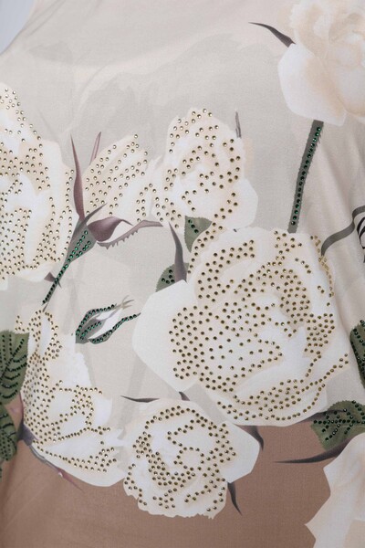 Wholesale Ladies Combed Cotton Digital Print Rose Pattern - 12011 | KAZEE - Thumbnail