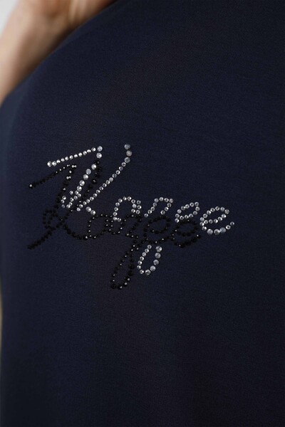 Wholesale Women Combed Cotton Kazee Lettering Detailed Stone Embroidered - 77575 | KAZEE - Thumbnail