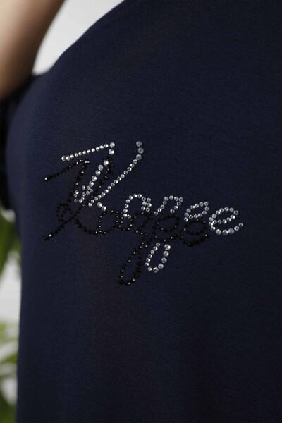 Wholesale Women Combed Cotton Kazee Lettering Detailed Stone Embroidered - 77575 | KAZEE - Thumbnail