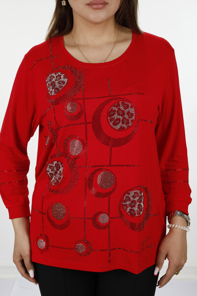 Wholesale Women's Combed Cotton Round Detailed Stone Embroidered - 77926 | KAZEE - Thumbnail
