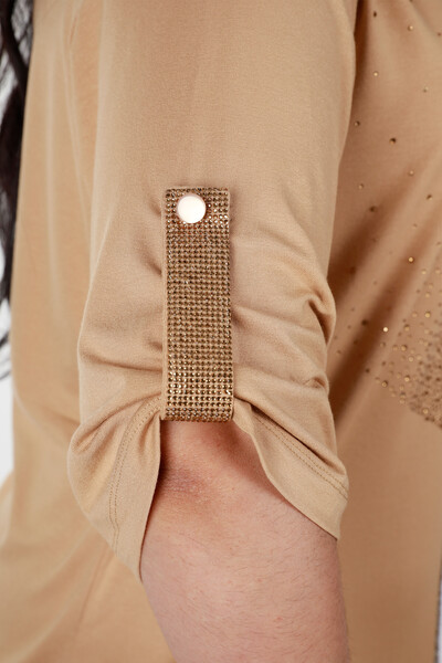 Wholesale Women's Combed Cotton Cufflink Detailed Stone - 78912 | KAZEE - Thumbnail