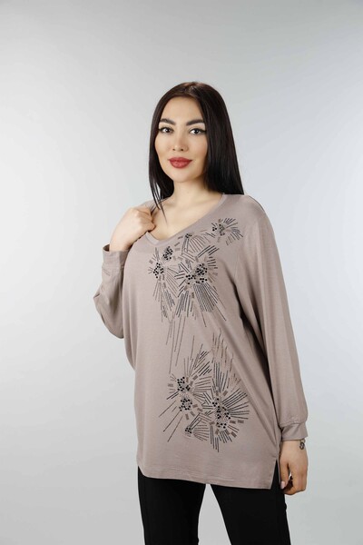 Wholesale Women's Combed Cotton Stone Embroidered Patterned -77845 | KAZEE - Thumbnail