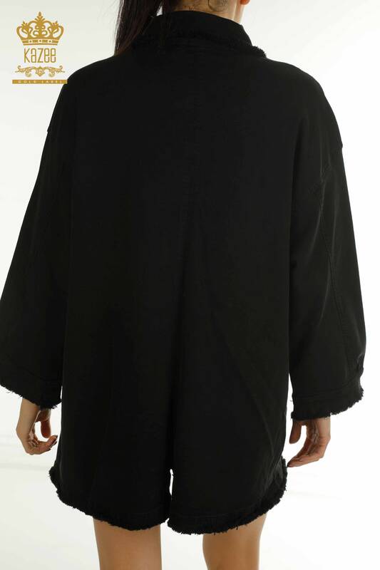 Wholesale Women's Denim Jacket Dress Black with Pockets - 2405-5430 | T