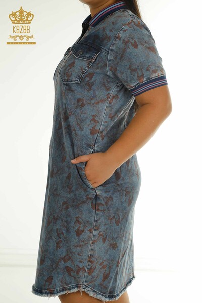 Wholesale Women's Denim Jacket Dress Zippered Blue - 2405-10129 | T - Thumbnail