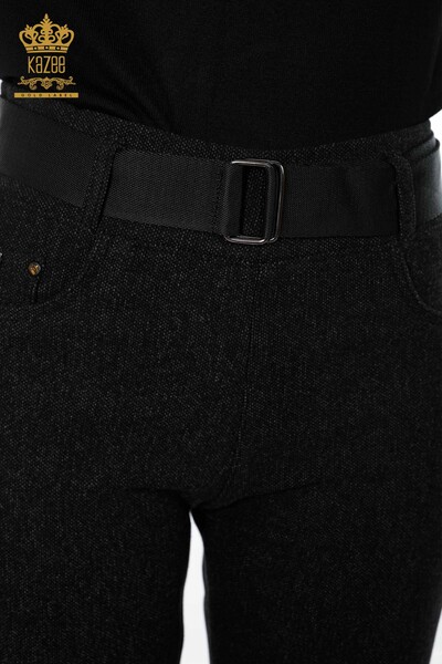Wholesale Women's Jeans With Belt Black - 3662 | KAZEE - Thumbnail