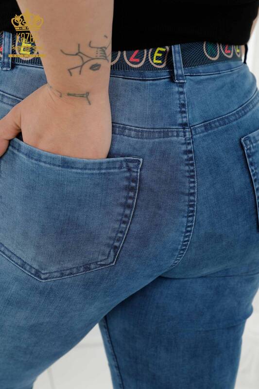 Wholesale Women's Jeans Blue With Belt - 3681 | KAZEE