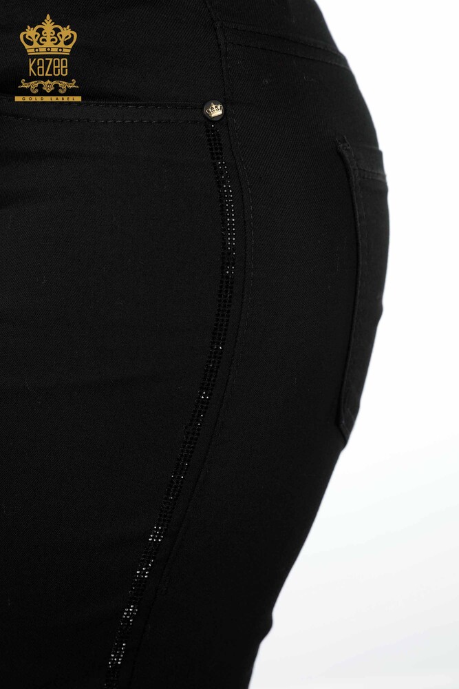 Wholesale Women's Jeans Bird Pattern Black - 3603 | KAZEE - 6