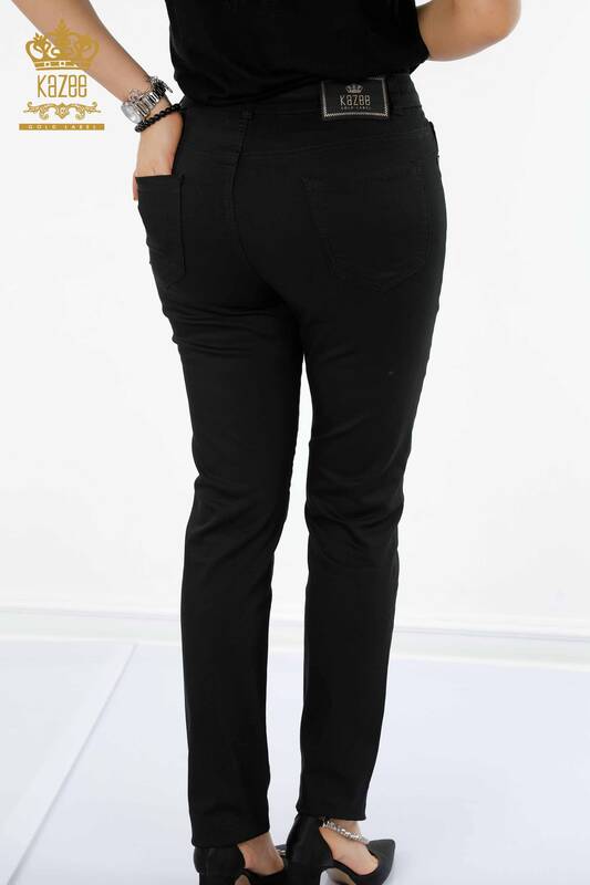 Wholesale Women's Jeans Bird Pattern Black - 3603 | KAZEE