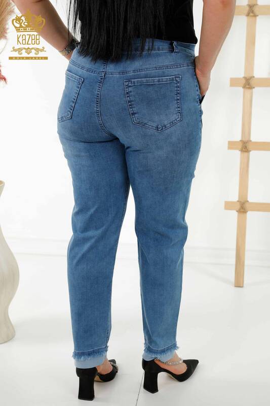 Wholesale Women's Jeans Blue with Lettering Details - 3677 | KAZEE