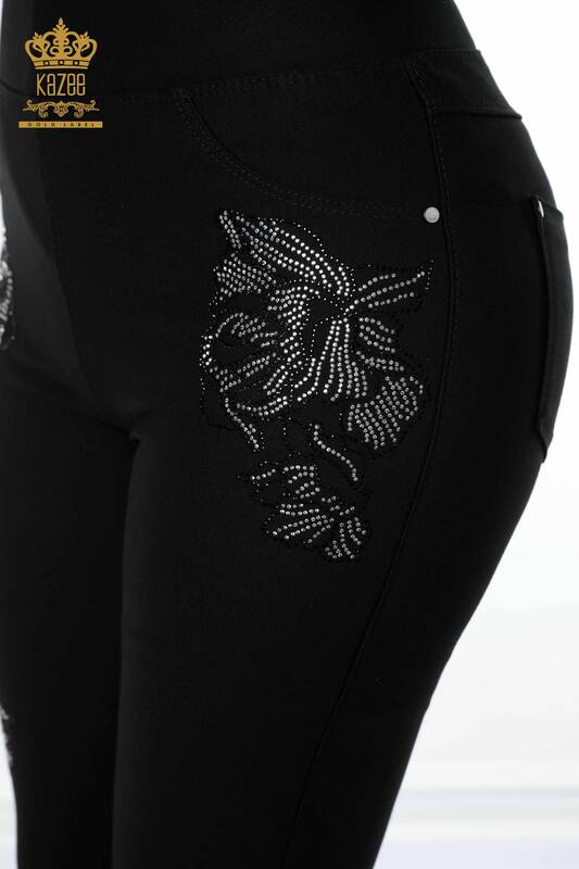 Wholesale Women's Jeans Patterned Black - 3565 | KAZEE