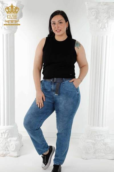 Wholesale Women's Jeans Blue With Pocket - 3686 | KAZEE - 1