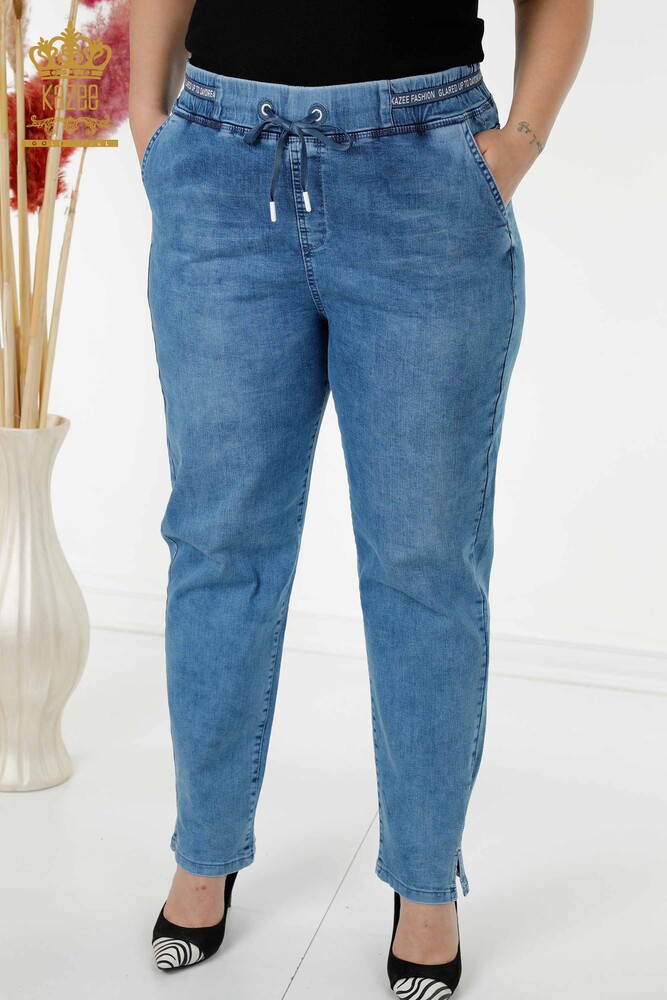 Wholesale Women's Jeans With Pocket Stone Embroidered Blue - 3697 | KAZEE - 2