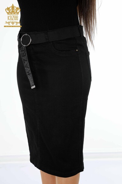 Wholesale Women's Denim Skirt Kazee Detailed Stone Embroidered Belt - 4149 | KAZEE - Thumbnail