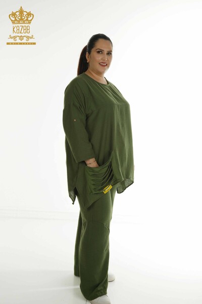 Wholesale Women's Double Suit Pocket Detailed Khaki - 2402-211031 | S&M - Thumbnail