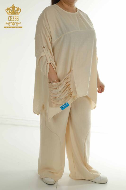 Wholesale Women's Two-piece Suit Pocket Detailed Mink - 2402-211031 | S&M