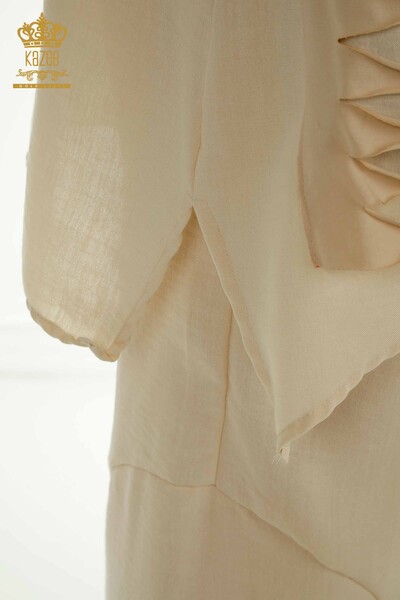 Wholesale Women's Two-piece Suit Pocket Detailed Mink - 2402-211031 | S&M - Thumbnail