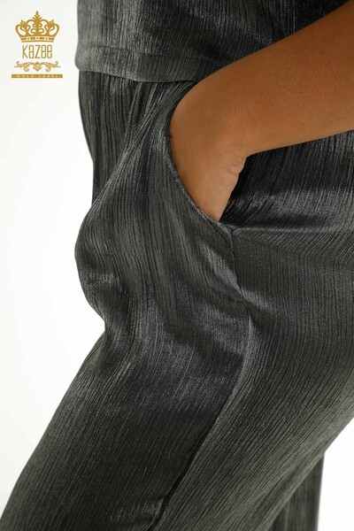 Wholesale Women's Double Suit Polo Neck Anthracite - 2407-4522 | A - Thumbnail