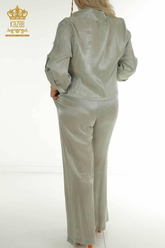 Wholesale Women's Two-piece Suit Polo Neck Gray - 2407-4522 | A