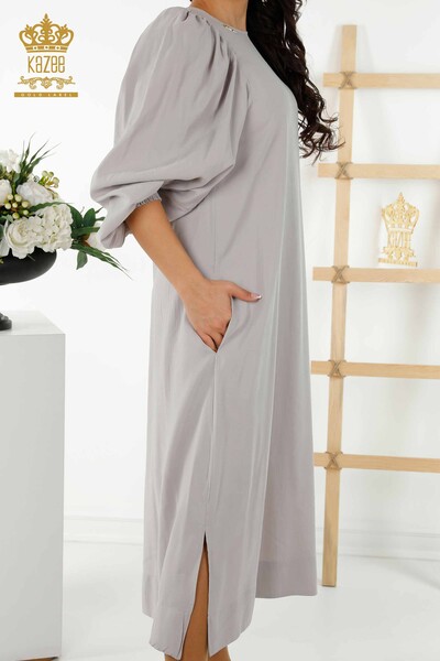 Wholesale Women's Dress - Balloon Sleeve - Beige - 20329 | KAZEE - Thumbnail