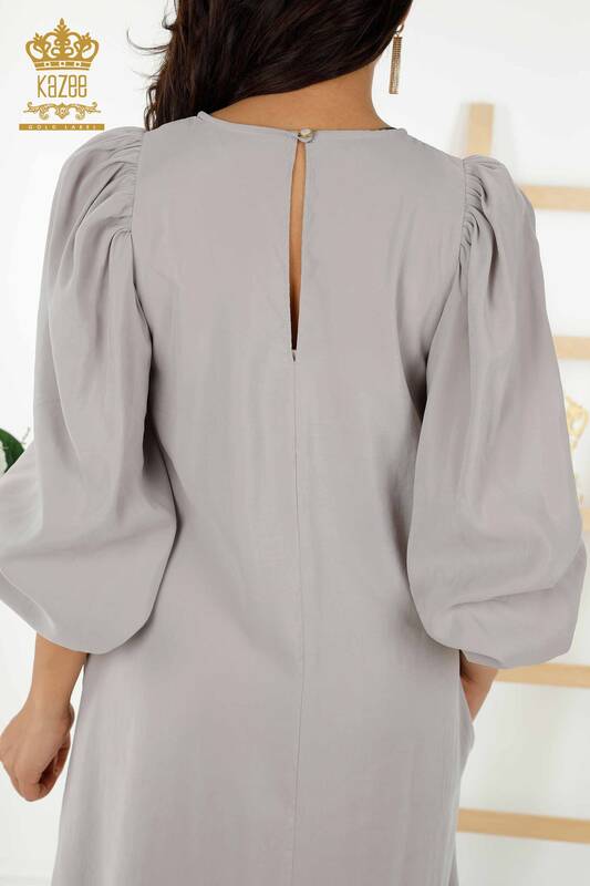 Wholesale Women's Dress - Balloon Sleeve - Beige - 20329 | KAZEE