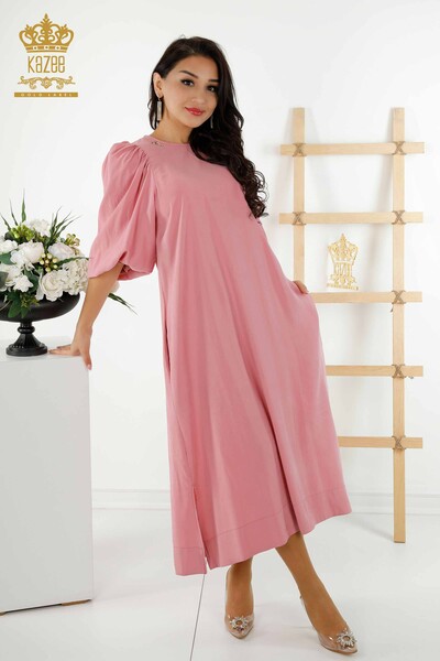 Wholesale Women's Dress - Balloon Sleeve - Powder - 20329 | KAZEE - Thumbnail
