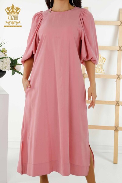Wholesale Women's Dress - Balloon Sleeve - Powder - 20329 | KAZEE - Thumbnail