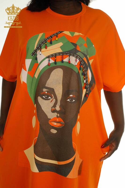 Wholesale Women's Dress Beaded Orange - 2402-231001 | S&M